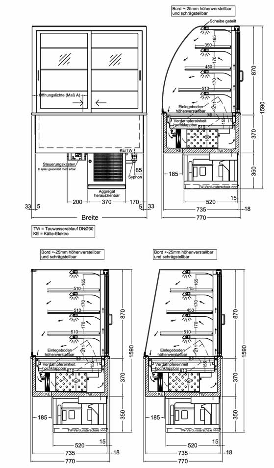 Einbaukühlvitrinen Einbaukühlvitrinen Einbaukühlvitrinen